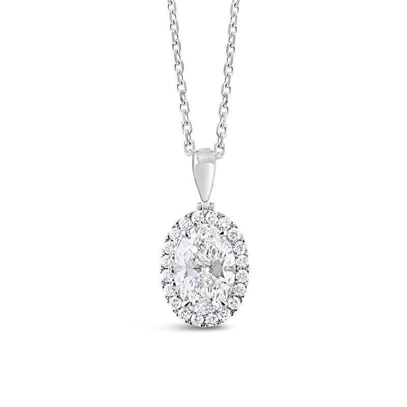 Oval Cut Laboratory Grown Diamond Halo Pendant 2.01ct