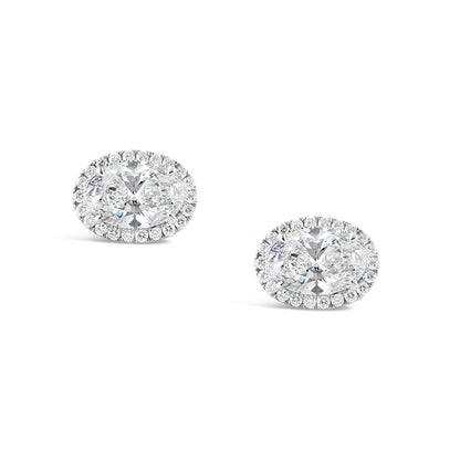 Oval Cut Diamond Halo Stud Earrings 4.49ct
