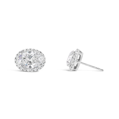 Oval Diamond Halo Stud Earrings 4.49ct