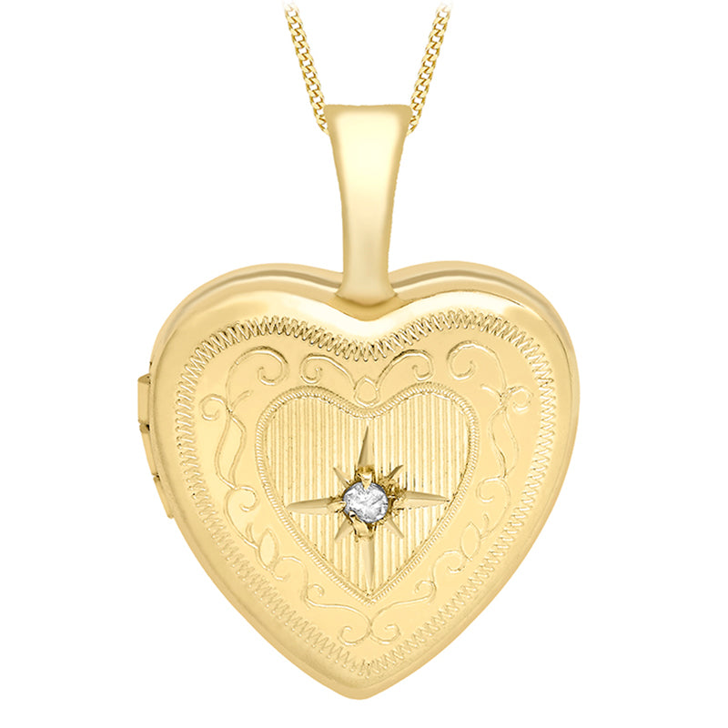 Diamond Heart &amp; Floral Locket