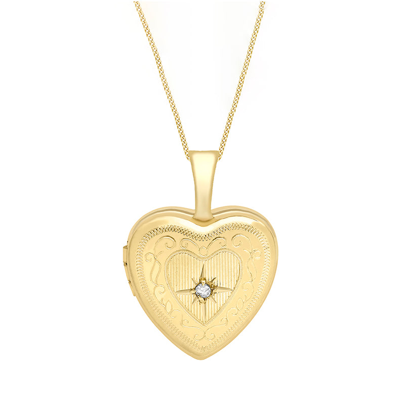 Diamond Heart &amp; Floral Locket