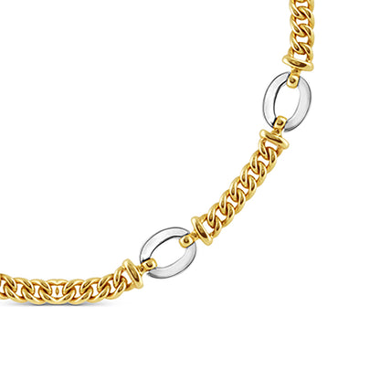 Two Tone Curb &amp; Oval Chain Link Bracelet