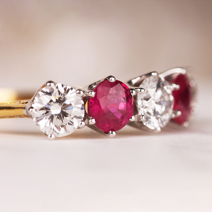 Diamond &amp; Ruby Five Stone Eternity Ring