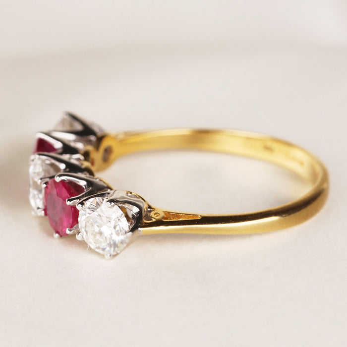 Diamond &amp; Ruby Five Stone Eternity Ring