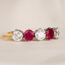 Load image into Gallery viewer, Diamond &amp; Ruby Five Stone Eternity Ring