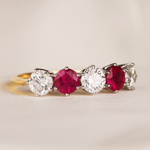 Diamond & Ruby Five Stone Eternity Ring