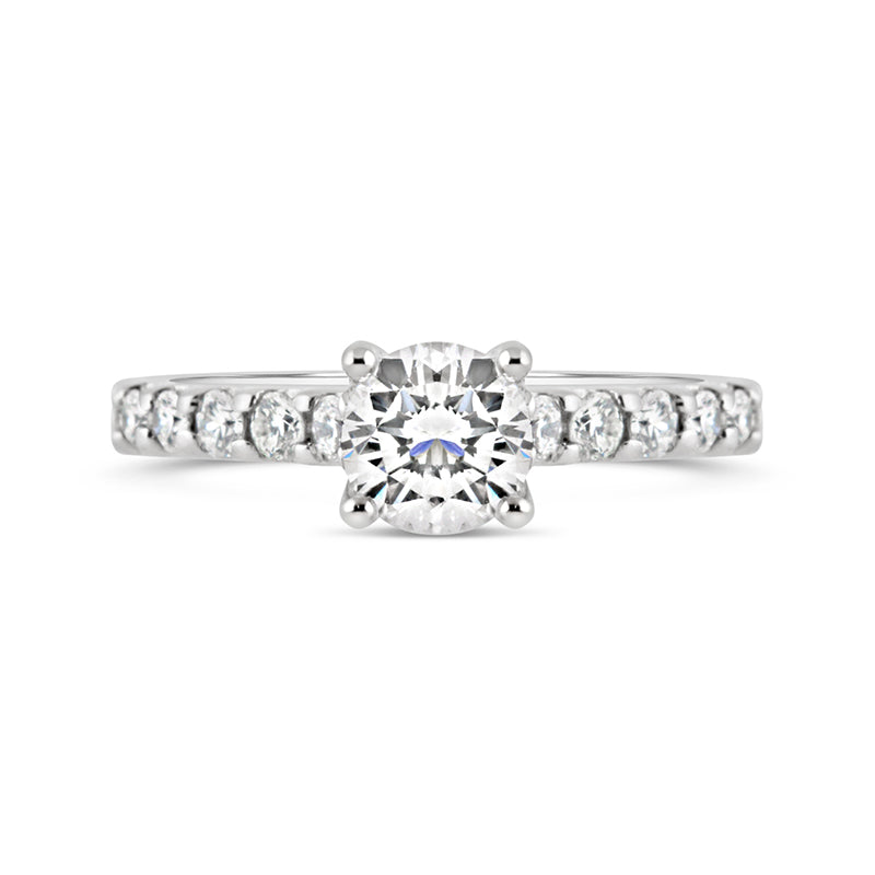 Round Brilliant Solitaire Diamond Set Shoulders Engagment Ring 1.00ct