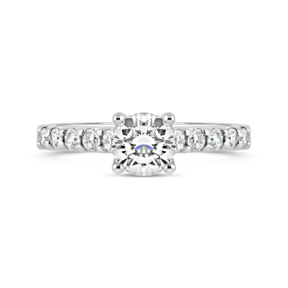 Round Brilliant Solitaire Diamond Set Shoulders Engagment Ring 1.00ct