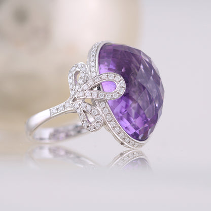 Oval Amethyst and Diamond Ring