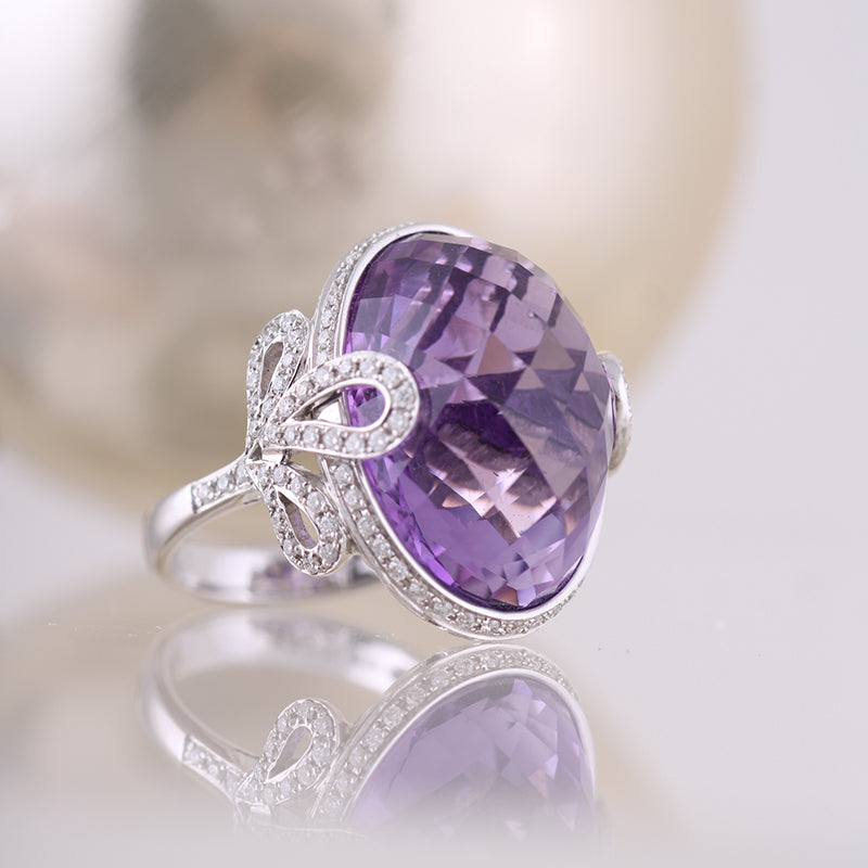 Oval Amethyst and Diamond Ring