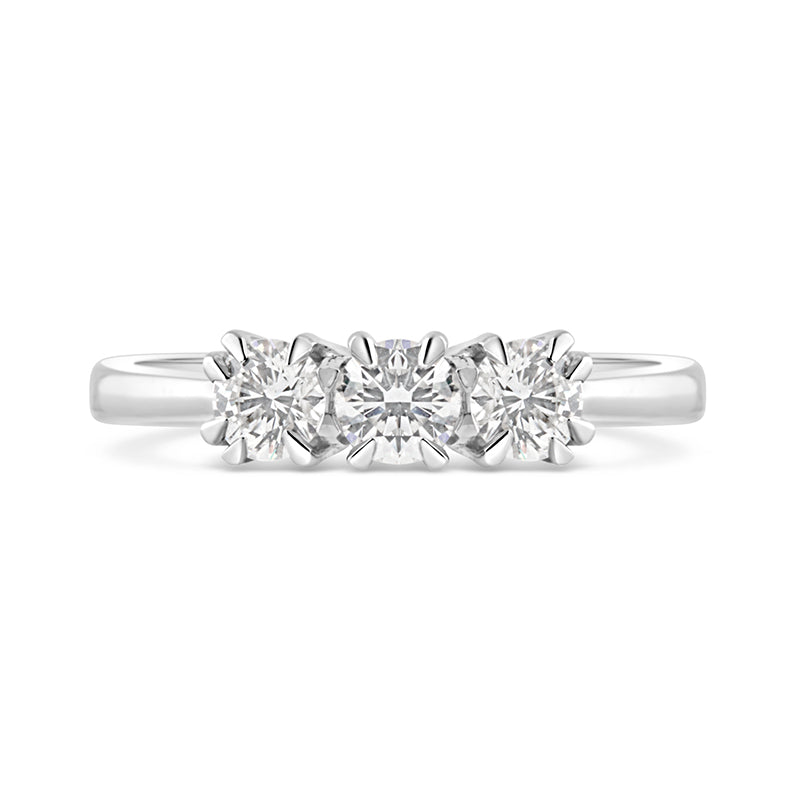 Damiani Round Brilliant Three Stone Diamond Ring 0.66ct