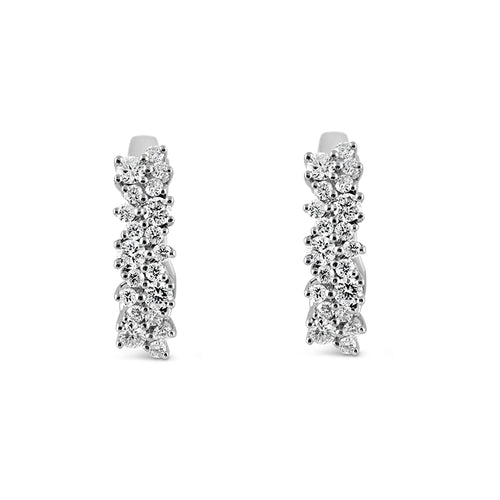 Damiani Diamond Floral Cluster Hoop Earrings