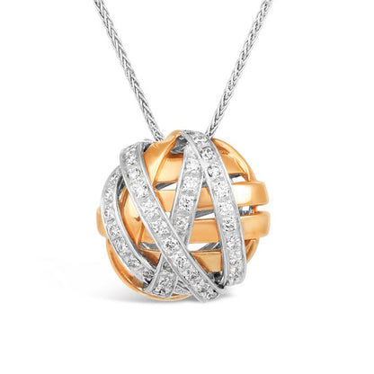 Damiani Two Tone Diamond Crossover Pendant