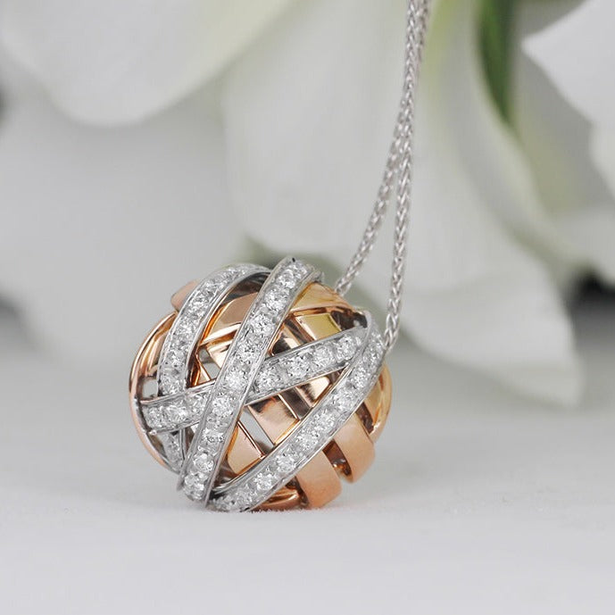 Damiani Two Tone Diamond Crossover Pendant