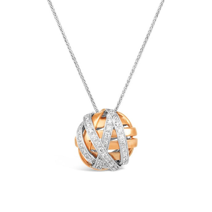 Damiani Two Tone Diamond Crossover Pendant