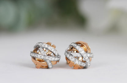 Damiani Two Tone Crossover Diamond Earrings