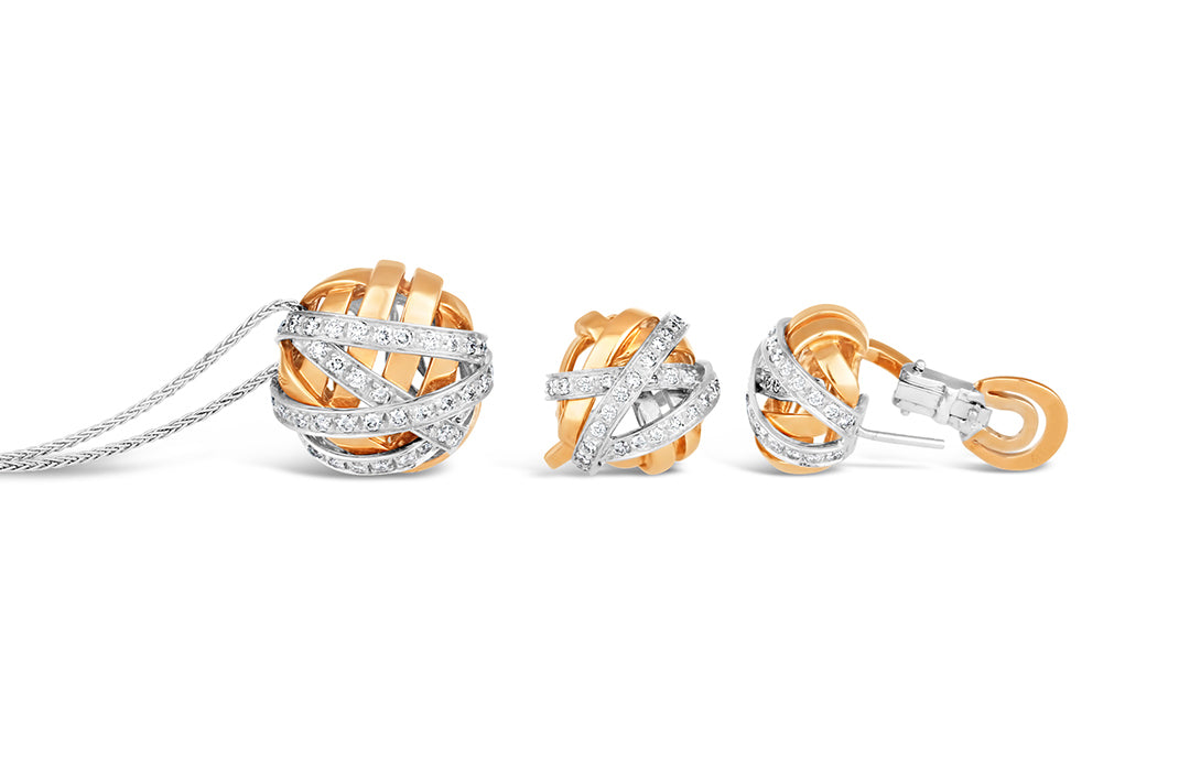 Damiani Two Tone Crossover Diamond Earrings