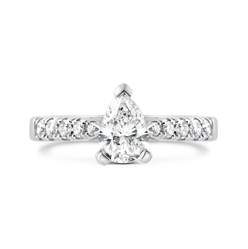 Pear Cut Solitaire Diamond Set Shoulders 0.80ct