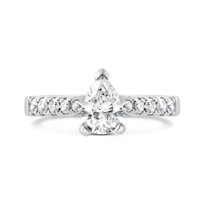 Pear Cut Solitaire Diamond Set Shoulders 0.80ct