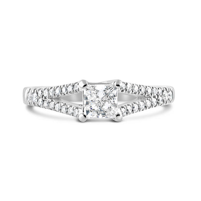 Princess Cut Split Diamond Set Shoulders Engagement Ring 0.68ct