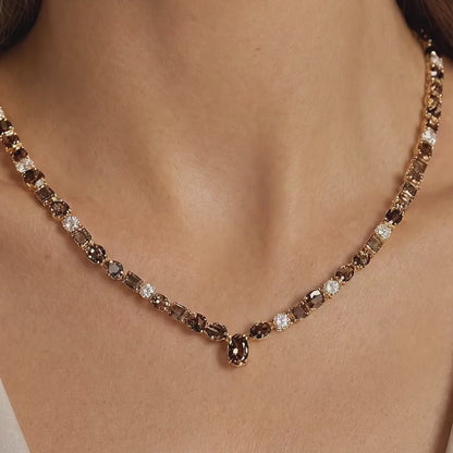 18ct Yellow Gold Multi-Cut Cognac Diamond Necklace