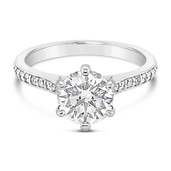 Round Brilliant Cut Solitaire 6 Claw 1.42ct Laboratory Grown Diamond Engagement Ring