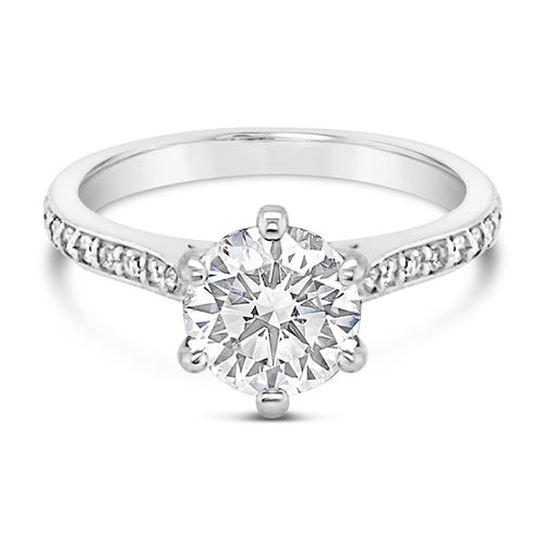 Round Brilliant Cut Solitaire 6 Claw 1.42ct Laboratory Grown Diamond Engagement Ring