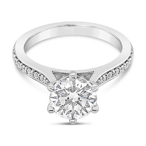 Round Brilliant Cut Solitaire 6 Claw 1.42ct Laboratory Grown Diamond Engagement Ring