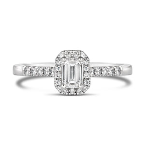 Emerald Halo Engagement Ring - Laboratory Grown Diamonds