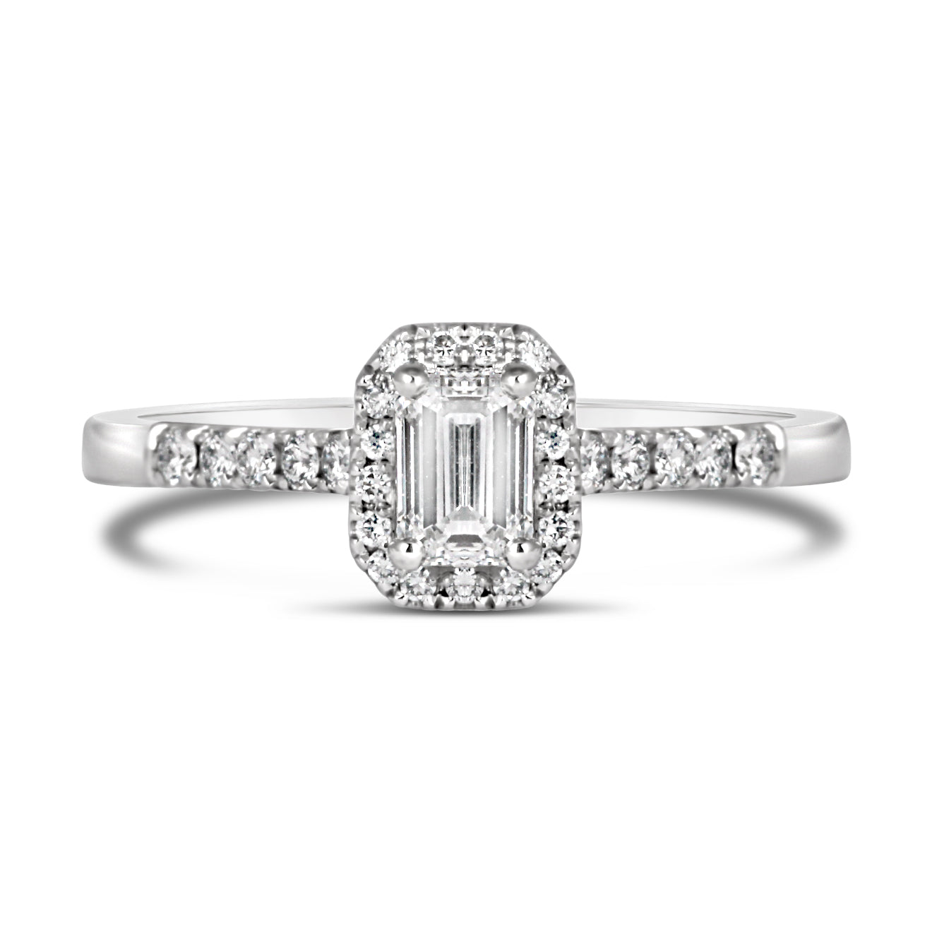 Emerald Halo Engagement Ring - Laboratory Grown Diamonds