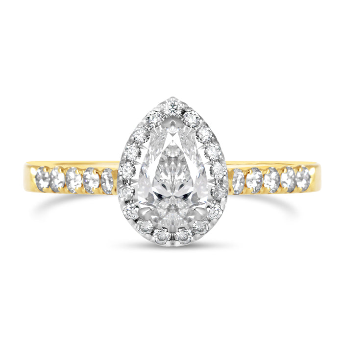 Pear Halo Engagement Ring 0.93ct