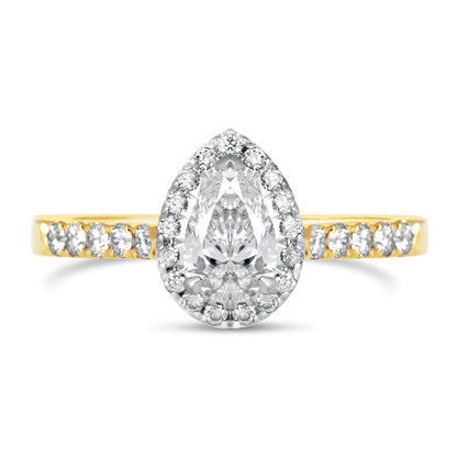 Pear Halo Engagement Ring 0.93ct