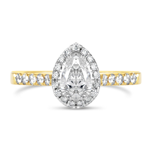 Pear Halo Engagement Ring 0.93ct- Laboratory Grown Diamonds