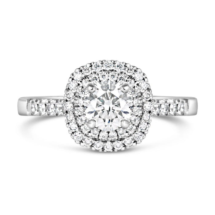 Round Brilliant Cushion Halo Engagement Ring 1ct - Laboratory Grown Diamond