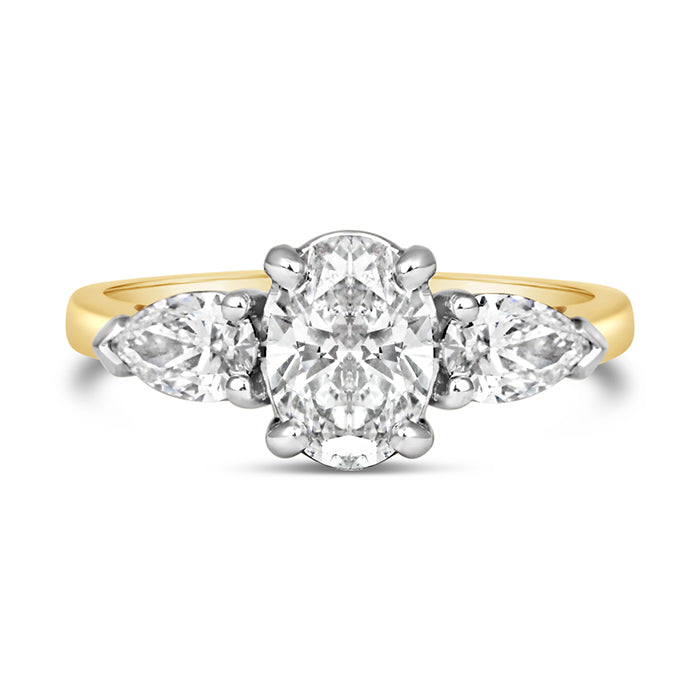 Oval & Pear Three Stone Engagement Ring 1.40ct - Laboratory Grown Diamonds