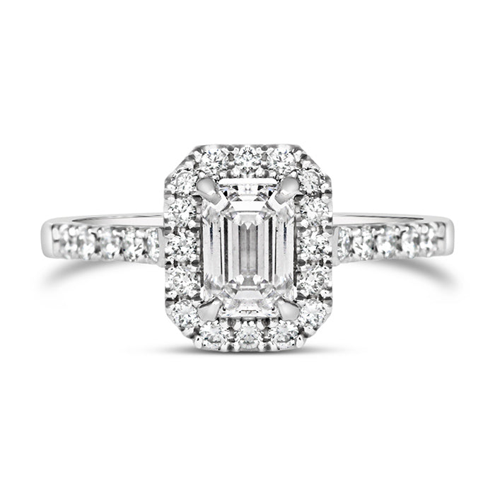 Emerald Halo Engagement Ring - Laboratory Grown Diamond