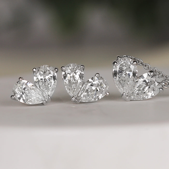 Rocks Toi et Moi Pear Cut Diamond Earrings