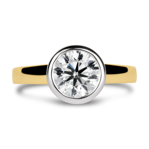 Rocks Bezel Set Round Brilliant Engagement Ring 1.50ct - Laboratory Grown Diamond