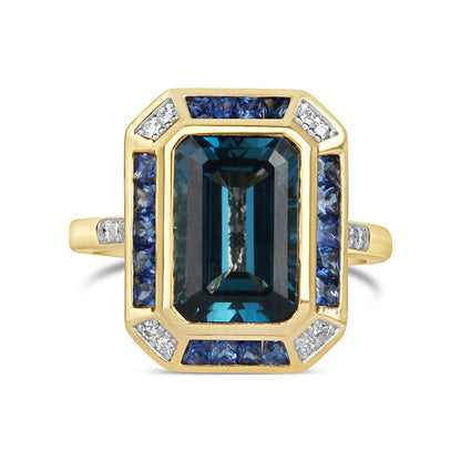 Rocks London Blue Topaz, Sapphire &amp; Diamond Ring