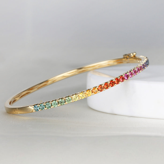 Rocks Multi Coloured Sapphire Rainbow Bangle