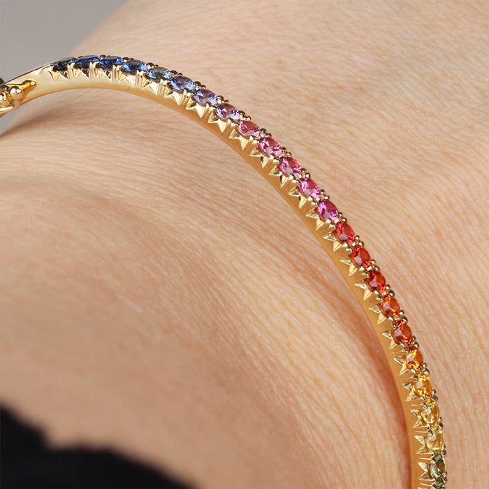 Rocks Multi Coloured Sapphire Rainbow Bangle