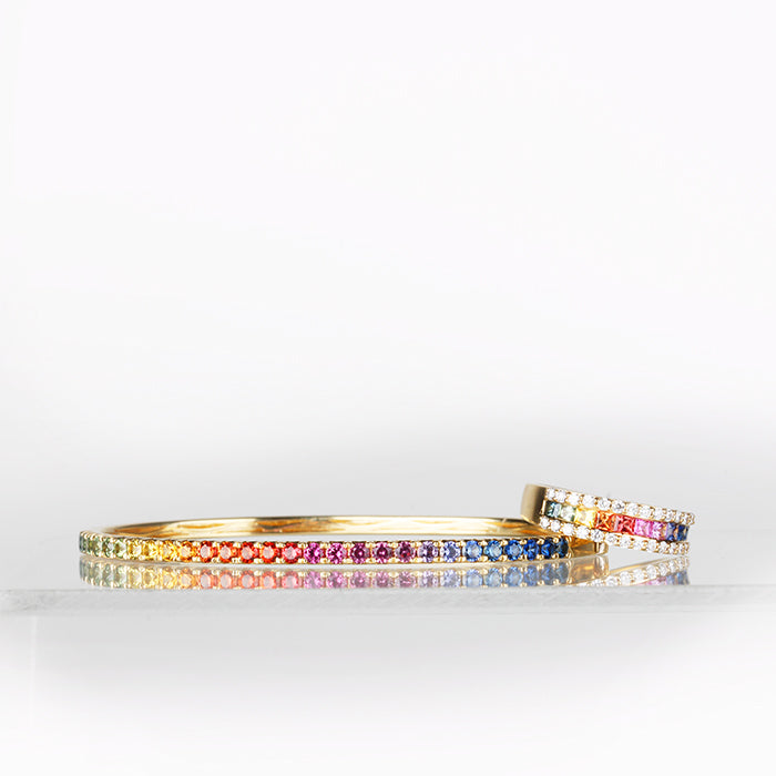 Rocks Multi Coloured Sapphire Rainbow Bangle