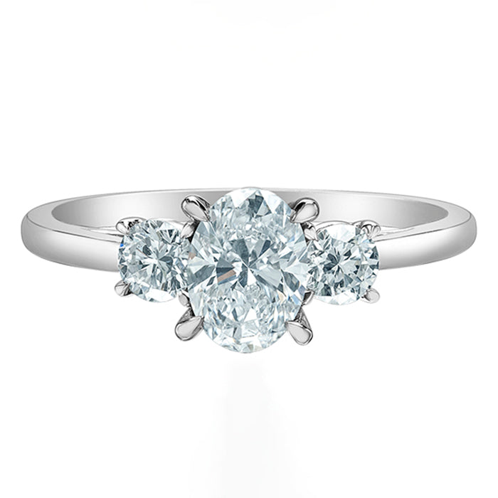 Oval &amp; Round Brilliant Three Stone Engagement Ring 1.50ct - Laboratory Grown Diamonds