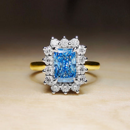 Blue Diamond Cluster Engagement Ring 2.21ct