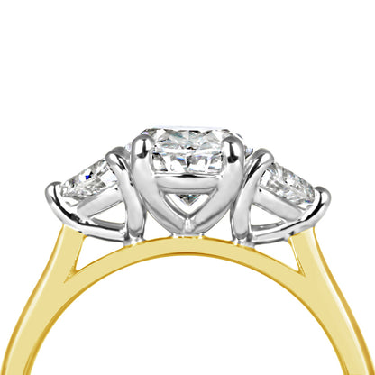 Oval &amp; Trillion Three Stone Engagement Ring 2.12ct