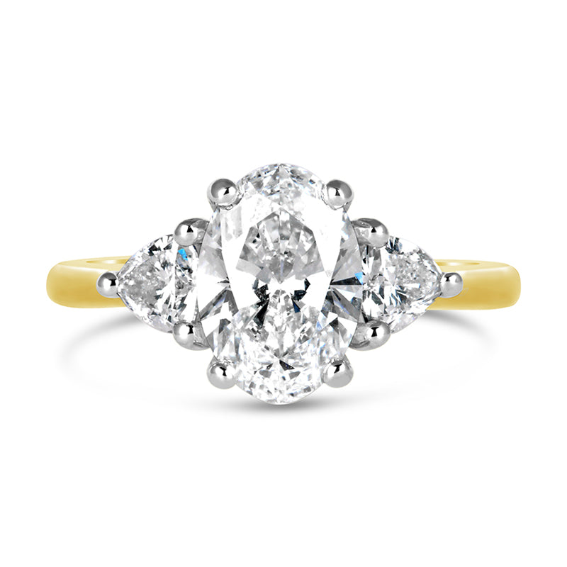 Oval &amp; Trillion Three Stone Engagement Ring 2.12ct