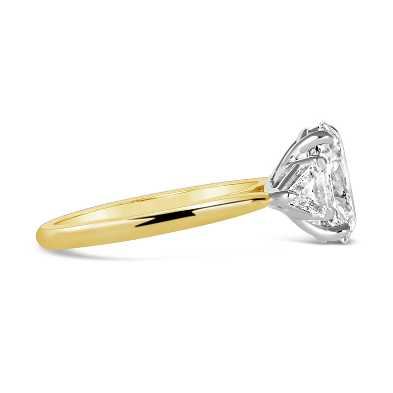 Oval &amp; Trillion Three Stone Engagement Ring 2.70ct