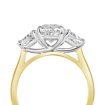 Oval &amp; Trillion Three Stone Engagement Ring 2.70ct