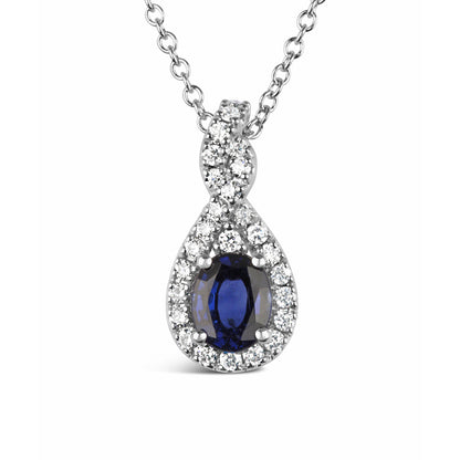 Rocks Sapphire &amp; Diamond Twisted Teardrop Pendant