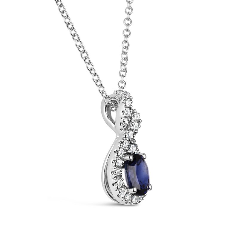 Rocks Sapphire &amp; Diamond Twisted Teardrop Pendant